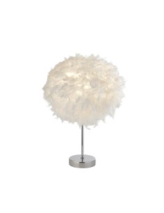Searchlight® I Настолна лампа Hattie - бяло перо и хромиран метал I 1 x E14 - EU60392CC - Цена | LEDs4economy