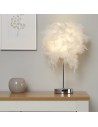 Searchlight® I Настолна лампа Hattie - бяло перо и хромиран метал I 1 x E14 - EU60392CC - 5