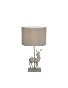 Searchlight® I Настолна лампа Deer - сребриста смола и сив текстилен абажур I 1 x E27 - EU60436SI - Цена | LEDs4economy