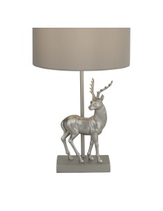 Searchlight® I Настолна лампа Deer - сребриста смола и сив текстилен абажур I 1 x E27 - EU60436SI - Цена | LEDs4economy 2