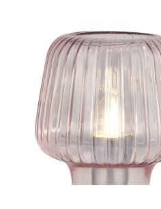 Searchlight® I Настолна лампа Aria - Розово вълнообразно стъкло I 1 x E27 - EU60753PI - Цена | LEDs4economy 2