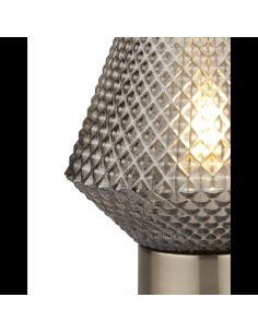 Searchlight® I Настолна лампа Avia - черен хромиран метал и опушено стъкло I 1 x E27 - EU60754SM - Цена | LEDs4economy 2