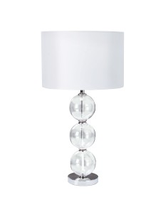 Searchlight® I Настолна лампа Bliss - Стъклен и бял ленен абажур I 1 x E27 - EU6194CC-1 - Цена | LEDs4economy