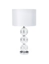 Searchlight® I Настолна лампа Bliss - Стъклен и бял ленен абажур I 1 x E27 - EU6194CC-1