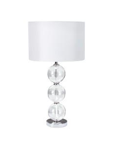 Searchlight® I Настолна лампа Bliss - Стъклен и бял ленен абажур I 1 x E27 - EU6194CC-1 - Цена | LEDs4economy 2
