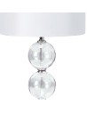 Searchlight® I Настолна лампа Bliss - Стъклен и бял ленен абажур I 1 x E27 - EU6194CC-1 - 3