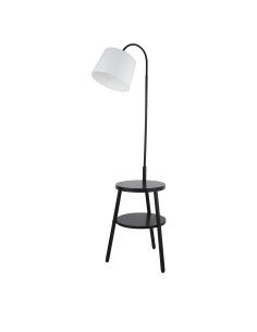 Searchlight® I Лампион Ridge Shelf - черен метал, дърво и бял плат I 1 x E27 - EU74730BK - Цена | LEDs4economy