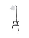 Searchlight® I Лампион Ridge Shelf - черен метал, дърво и бял плат I 1 x E27 - EU74730BK