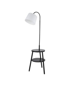 Searchlight® I Лампион Ridge Shelf - черен метал, дърво и бял плат I 1 x E27 - EU74730BK - Цена | LEDs4economy 2