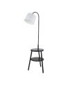 Searchlight® I Лампион Ridge Shelf - черен метал, дърво и бял плат I 1 x E27 - EU74730BK - 2