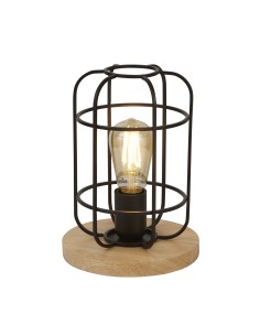 Searchlight® I Настолна лампа Vision - матово черно, метал и дърво I 1 x E27 - EU81951-1BK - Цена | LEDs4economy