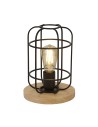 Searchlight® I Настолна лампа Vision - матово черно, метал и дърво I 1 x E27 - EU81951-1BK