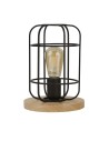 Searchlight® I Настолна лампа Vision - матово черно, метал и дърво I 1 x E27 - EU81951-1BK - 2