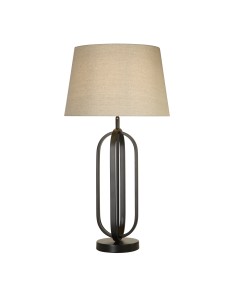 Searchlight® I Chic Настолна лампа - черен метал с естествен абажур I 1 x E27 - EU91101NA - Цена | LEDs4economy