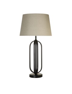 Searchlight® I Chic Настолна лампа - черен метал с естествен абажур I 1 x E27 - EU91101NA - Цена | LEDs4economy 2
