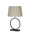 Searchlight® I Настолна лампа Elegant - матово черно метално покритие с естествен абажур I 1 x E27 - EU93101NA - 2