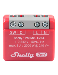 Shelly Smart Контролер 1х On/Off 8A с мерител изисква неутрала Shelly 1PM Mini Gen4 за Умен дом - Цена | LEDs4economy