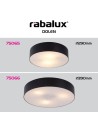 Rabalux Dolen, плафон, E27 2x9W, D29cm, черно, IP43 - 75065 - 6