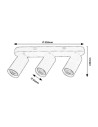 Rabalux Yorli, спот, черен алуминиев, GU10 3xMAX7W, Д35xШ7см, Д5.5см, В13.5см, без крушка, IP20 - 73083 - 6