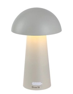 Rabalux Mireo, настолна бяла пластмасова лампа тип „гъба“, 1.5W, 60lm, 3000K, В20см, Д12см, 0.5м USB бял PVC кабел, димируема с 