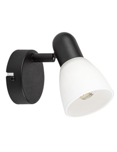 Rabalux Soma, спот черен метален с бял стъклен абажур, E14 1x40W, H13см, диаметър на монтаж 8см, IP20 - 73091 - Цена | LEDs4econ 2