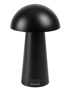 Rabalux Mireo, настолна черна пластмасова лампа тип „гъба“ , 1.5W, 50lm, 3000K, В20см, Д12см, 0.5м черен PVC USB кабел, димируе  2
