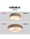 Rabalux Dolen, плафон, E27 3x9W, D39cm, сиво-бежoво, IP43 - 75068 - 6