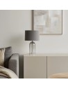 Rabalux Luxin, настолна лампа от тонирано стъкло със сив текстилен абажур, E14 1xMAX40W - 74048 - 7