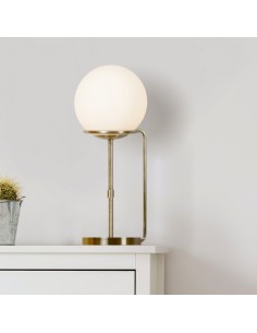 Searchlight® I Настолна лампа Sphere - Античен месинг и опалово стъкло I 1 x E27 - EU8092AB - Цена | LEDs4economy 2