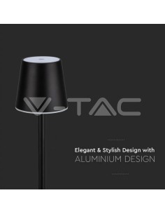 V-TAC 3W Презаредима Настолна Лампа Черна 4000 - 10194 - Цена | LEDs4economy 2