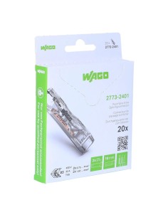 Wago Бърза връзка Inline 2х0,75-4 mm2 прозрачна за твърд проводник (блистер 20 бр.) - 2773-2401/995-020 - Цена | LEDs4economy