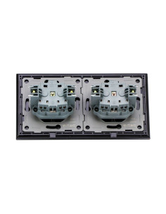 V-TAC Контакт EU 16A Стъклен Панел Двоен Сериен Черен - 8401 - Цена | LEDs4economy 2