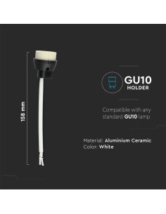 V-TAC GU10 Фасунга с Кабел - 3620 - Цена | LEDs4economy 2
