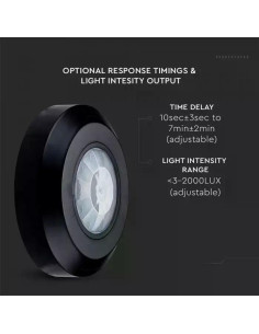 V-TAC Инфраред Датчик за Движение Таван Черен 360° Мини - 6607 - Цена | LEDs4economy 2