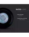 V-TAC Инфраред Датчик за Движение Таван Черен 360° Мини - 6607 - 12